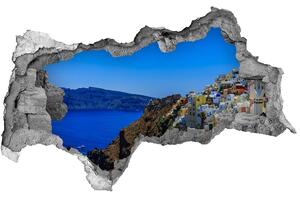 Fototapet 3D gaură în perete Santorini Grecia