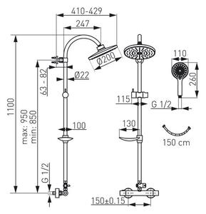 Trinity - sistem de duș cu baterie termostatată - NP71-TRM7U - Ferro