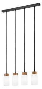 Lustră suspendată pe cablu MARKUS, 4 x E27, 15W, 230V, negru/stejar