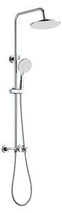 Invena Rikia, set de duș cu baterie cu pârghie cu 3 funcții, duș manual și duș fix, cromat, INV-AU-24-B01-G