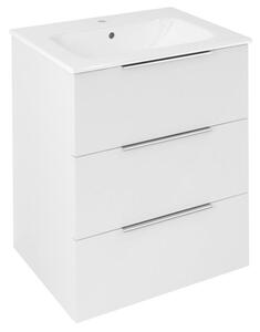 Sapho Sapho, Dulap lavoar CIRASA 59.2x75x46cm, 3 sertare, alb lucios, CR631-3030