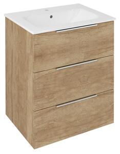 Sapho Sapho, dulap lavoar CIRASA 59,2x75x46cm, 3x sertar, stejar Alabama, CR631-2222