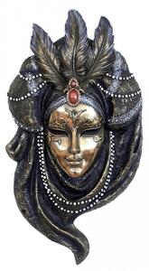 Masca venetiana, rasina si bronz, decoratiune de perete "Pearls"