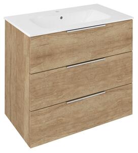 Sapho Sapho, dulap lavoar CIRASA 79,8x75x46cm, 3x sertare, stejar Alabama, CR831-2222