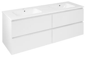 Sapho Sapho, Dulap chiuvetă dublă EZARA 140x55x46cm, alb lucios, EZ141-3030