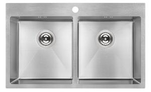 Laveo Marmara, chiuvetă de bucătărie din oțel inoxidabil cu 2 compartimente 780x480x200 mm, oțel, LAV-SAM_020T