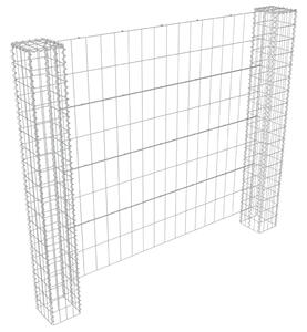 Gard gabion cu 2 stâlpi, 180 x 180 cm, oțel galvanizat și PVC