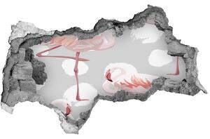 Autocolant 3D gaura cu priveliște Flamingos