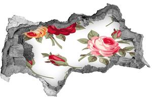 Fototapet 3D gaură în perete Trandafiri