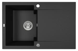 Kuchinox Chichi, chiuvetă din granit cu 1 compartiment 740x480x194 mm, negru pătat, LAV-SBH_711Y