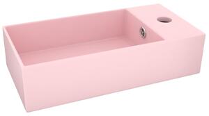 Chiuvetă de baie cu preaplin, roz mat, ceramică