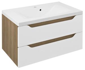 Sapho Sapho, Dulap lavoar WAVE 79.7x45x47.8cm, alb/stejar cuneo, WA080-3025