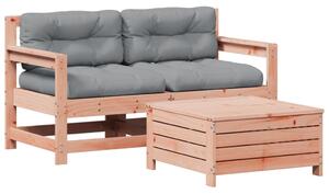 Set mobilier de grădină cu perne, 3 piese, lemn masiv douglas
