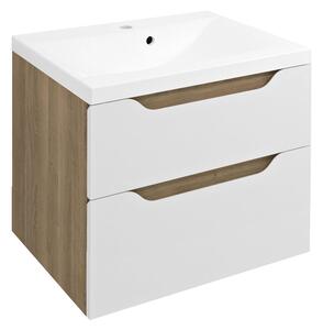 Sapho Sapho, Dulap lavoar WAVE 60x65x47.8cm, alb/stejar cuneo, WA060-3025