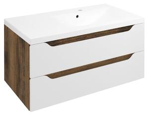 Sapho Sapho, Dulap lavoar WAVE 89.7x45x47.8cm, dreapta, alb/stejar Collingwood, WA093-3019