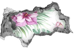 Fototapet 3D gaură în perete flori Hawaii