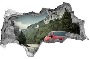 Autocolant de perete gaură 3D munți auto