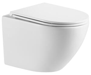 Erga Lily+, vas de toaletă suspendat 490x370x365mm, fără rampă Tornado 2 + capac WC cu închidere silențioasă, alb, ERG-V03-LILY-TO2-WH
