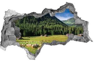 Autocolant un zid spart cu priveliște Oi în munții Tatra