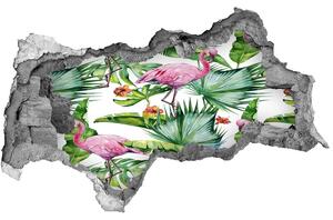 Autocolant de perete gaură 3D plante Flamingos