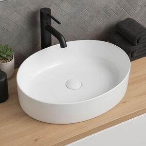 Erga Oval, lavoar de blat 550x400x140 mm, alb lucios, ERG-V03-OVAL55-WH