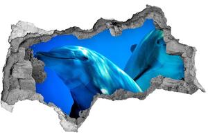 Autocolant de perete gaură 3D doi delfini