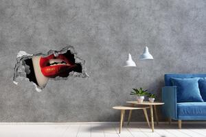 Autocolant de perete gaură 3D buze rosii