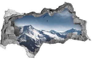 Fototapet un zid spart cu priveliște parapantism Alpi