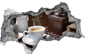 Fototapet 3D gaură în perete Cornuri și cafea