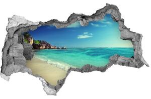 Autocolant de perete gaură 3D plaja Seychelles