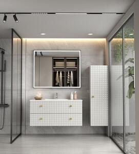 Erga Samira, oglindă LED 100x80cm în ramă neagră, 2760 lm, 3 culori de lumină, iluminare față/spate, ERG-V01-SAMIRA-1080-BK