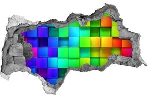 Autocolant 3D gaura cu priveliște cutii colorate