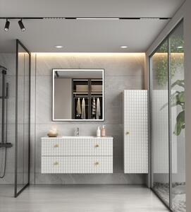 Erga Samira, oglindă LED 80x80cm în ramă neagră, 2415 lm, 3 culori de lumină, iluminare față/spate, ERG-V01-SAMIRA-8080-BK