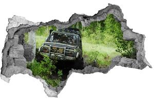 Autocolant de perete gaură 3D Jeep în pădure