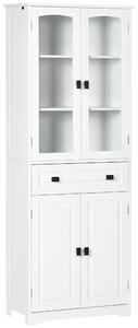HOMCOM Bufet de Bucătărie cu 2 Dulapuri și Sertar, Mobilier de Bucătărie cu Uși și Rafturi Reglabile, 60x30x160 cm, Alb | Aosom Romania