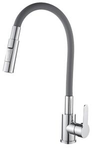 Gamma Flex 4000, baterie de lavoar independentă cu braț flexibil, pipă cu 2 funcții, gri-crom, GMA-BFX-4000G