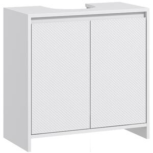 HOMCOM Mobilier Sub Chiuvetă pentru Baie cu 2 Uși, Dulap de Baie cu Decupaj în U pentru Țevi, 60x30x60 cm, Alb | Aosom Romania