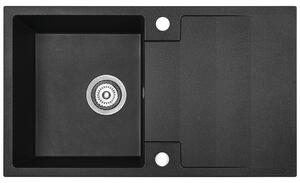 Kuchinox Rab, chiuvetă din granit cu 1 compartiment 760x440x160 mm, negru pătat, LAV-SBF_711Y