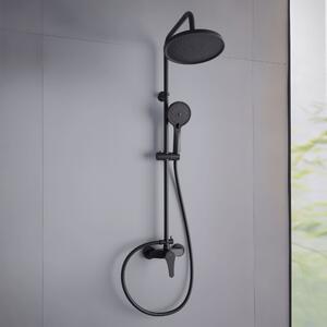 Invena Kalymnos, set de duș cu baterie cu pârghie, negru mat, INV-AU-28-004-V
