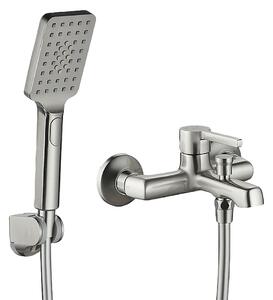 Laveo Alita, baterie cadă cu set de duș manual, oțel periat, LAV-BVA_311D