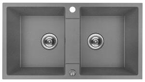 Kuchinox Rab, chiuvetă din granit cu 2 compartimente 800x440x186 mm, gri, LAV-SBF_520Y