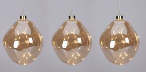 Set de ornamente LED de Crăciun Bila organică 3buc, auriu