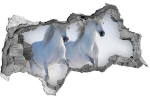 Autocolant 3D gaura cu priveliște Doi cai în zăpadă