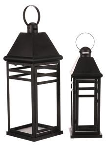 Set de felinare din metal negru, 2 buc