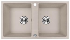 Kuchinox Rab, chiuvetă din granit cu 2 compartimente 800x440x186 mm, bej, LAV-SBF_420Y