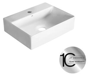 Laveo Kvadrato, lavoar ceramic de blat sau montat pe perete 460×360×120 mm, alb lucios, LAV-VUK_6146