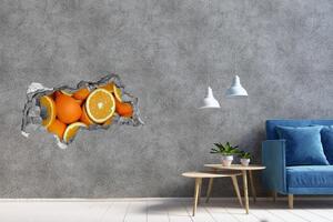 Fototapet 3D gaură în perete jumătăți ale unei portocale