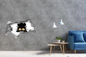 Autocolant de perete gaură 3D Pisica si soarecele