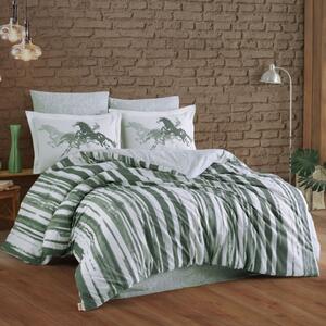 Lenjerie pat poplin percale, Hobby Home, Cai, Cascade Verde