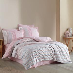 Lenjerie pat dublu poplin percale, Hobby Home, Dungi, Trella Roz